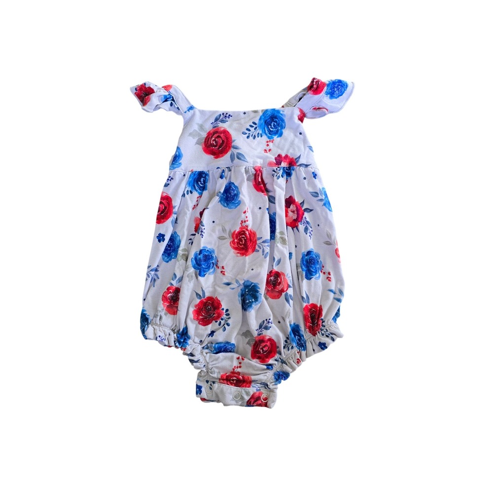 Scoots Red White Blue Floral Bamboo Viscose Bubble Romper 18-24 Months